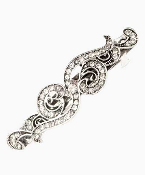 Antique Style Vintage Crystal Swirl Barrette 4223