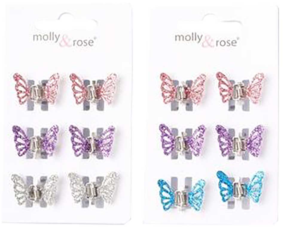 Glitter Butterfly Mini Clamps Assorted 8190