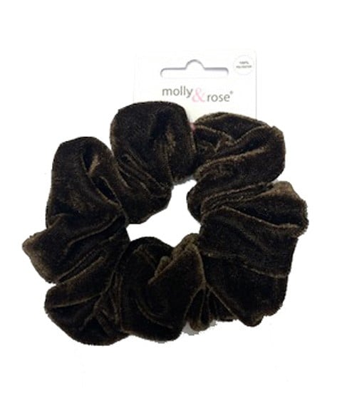 Velvet Finish Polyester Brown Scrunchie 7687