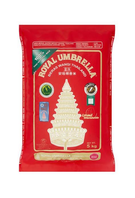 Royal Umbrella Thai Jasmine Rice 5Kg Box of 1