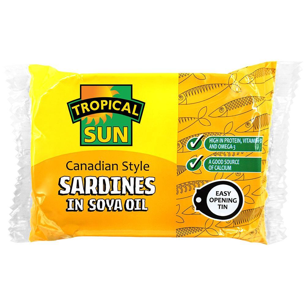 Tropical Sun Canadian Style Sardines in Soya Oil 106g Box of 12