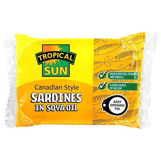 Tropical Sun Canadian Style Sardines in Soya Oil 106g Box of 12
