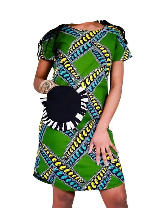 African Women Casual Short Green Unique Design Print Trendy Top
