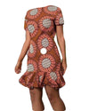 African Women Casual Short Reddish Brown Unique Design Print Trendy Top