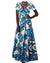 African Women Casual Traditional Dress Blue African Print Long Trendy Maxi Top