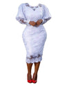 African Women Party Wear Solid White Bodycon Full Sleeve Long Stylish Dress
