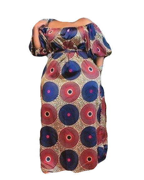 African Women Casual wear Dott Circle print multicolor traditional long maxi