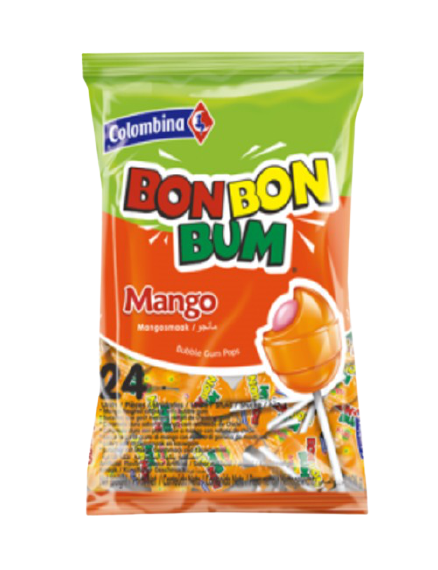 Bon Bon Bum Mango Lollypops 24 Count Box of 15