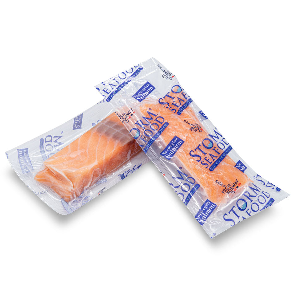 Frozen Norwegian Skinless & Boneless IQF Salmon Portions (4-5oz)-1x10