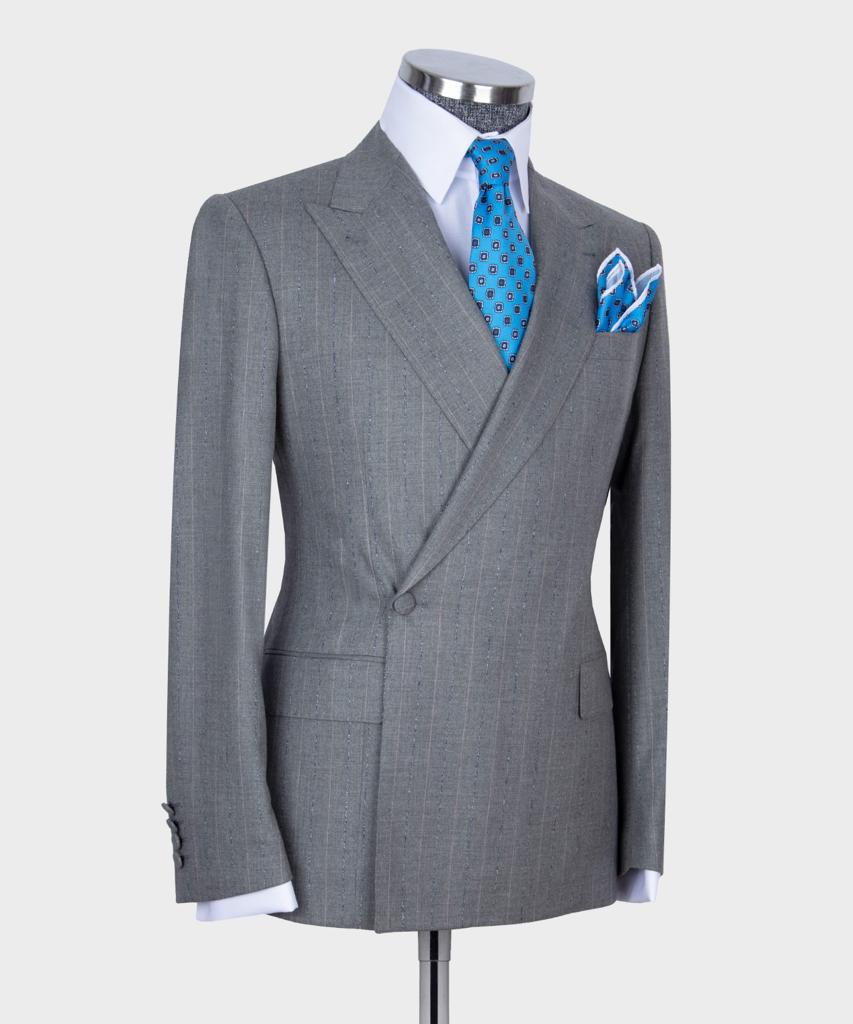 Men's Wear Clothing Outfit Grey Regular Fit One Button Fashion Suit Blazer