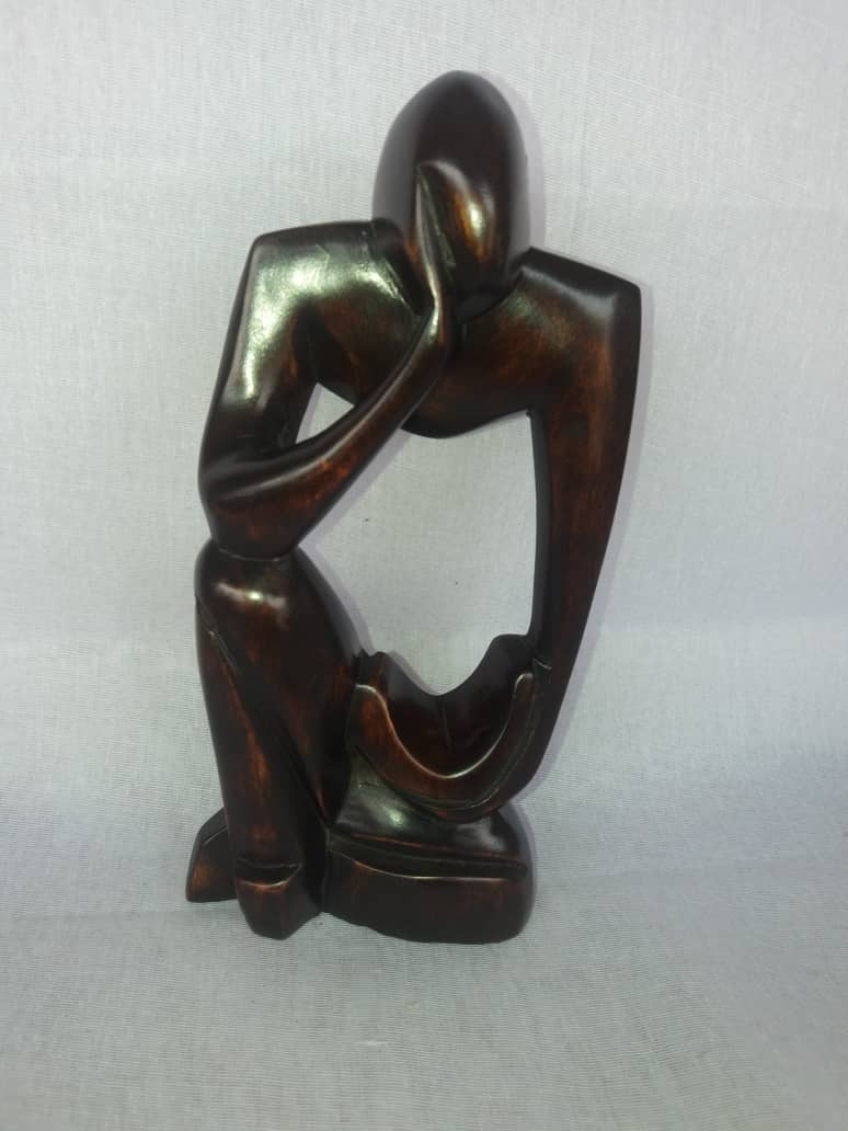 African Wooden Thinker Statue