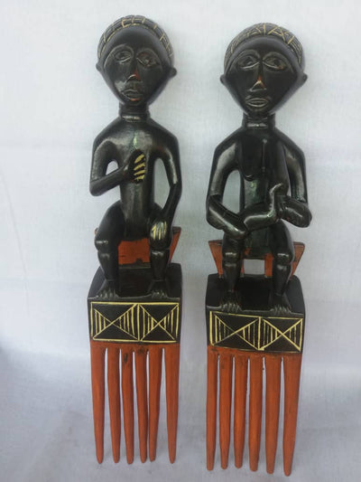 African Wood Carving Pair Sculpture