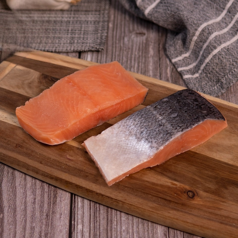 Frozen Norwegian Skin on & Boneless IQF Salmon Portions (4-5oz)-1x10