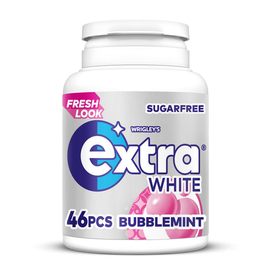 Extra White Bubblemint Chewing Gum Sugar Free Bottle 46 Pieces