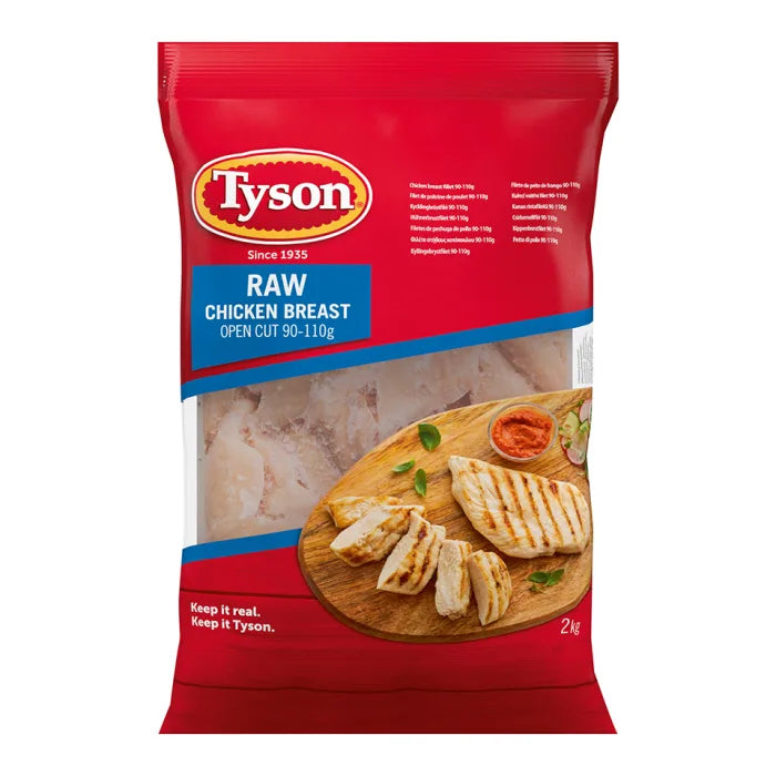 Tyson Halal Frozen Raw Chicken Breast Fillets (90-110g)-6x2kg