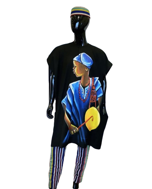 African Art Wear summer top Outfit Casual Women Short Sleeve Black blue Lady Print loose fashion Long T-shirt