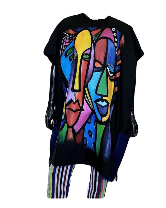 African Art Wear summer top Outfit Casual Women Short Sleeve Black Lady Multicolor Print loose fashion Long T-shirt