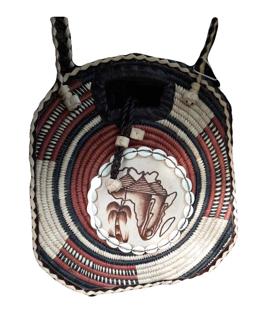 African Tribal art handicraft Handbag Cross body Lightweight Brown African Map & Tree Printed Shoulder Bag