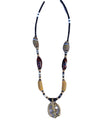 African Tribal art Wooden Handicraft beaded golden Locket Multicolor jewelry Necklace set for women