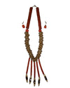 African Tribal art Wooden Handicraft beaded Maroom jewelry Earrings Amd Necklace set for women