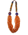 African Tribal art Handmade beaded Orange blue white jewelry Necklace set for women