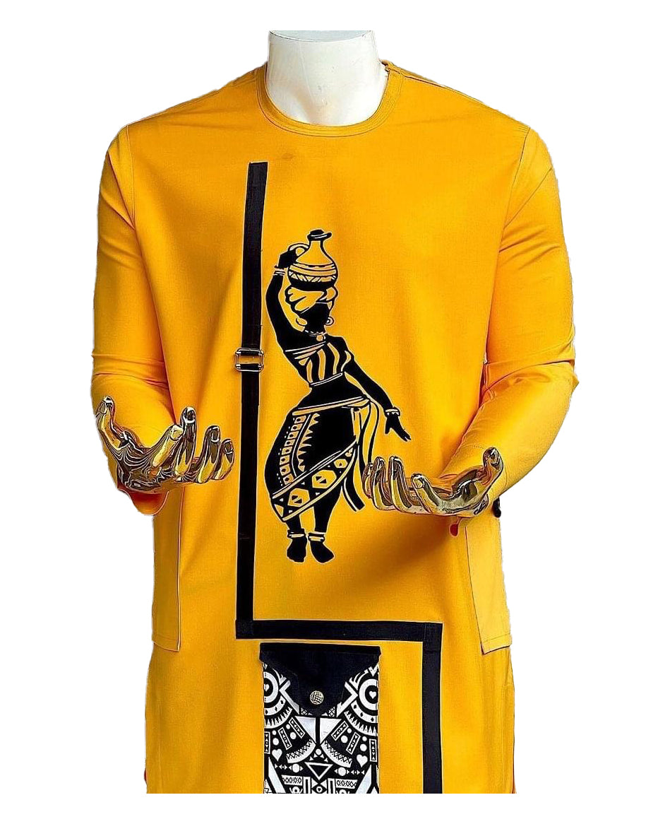 Men's Long Sleeve Button Down Dress Shirt Roar Tiger Golden Black White Gold Lion 2XL