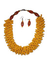 African Handmade Golden Tribal art african beaded jewelry necklace earrings set for women