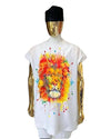 African Women's Art Wear White Colorful Lion Print Short Sleeve T-Shirt
