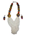 African Handmade Multicolored Tribal art african beads jewelry necklace set for women