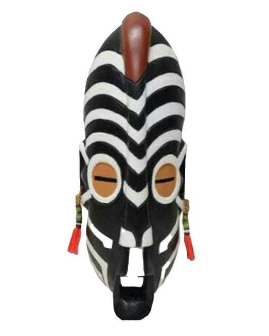 African Antique Large Hand Carved Woodeen Royal African Tribal Art Black & White Mask