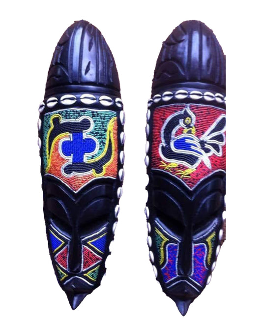 African Carving Painted Home Decorations Vintage Wooden African Tribal Art Purple Red Black Mask