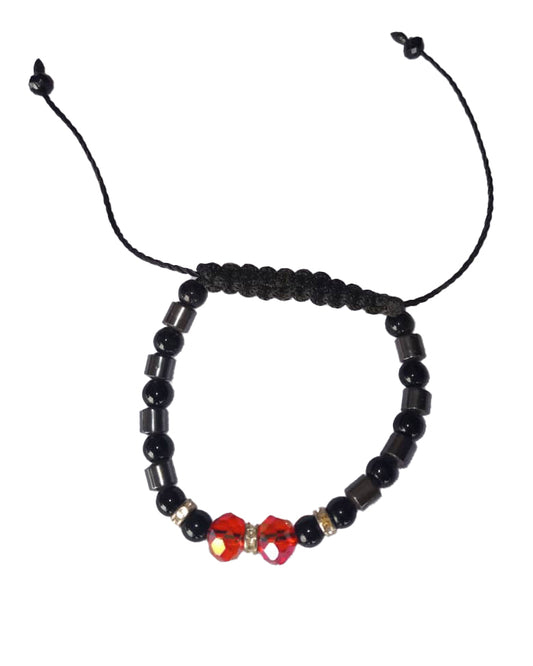 African Handicraft Beaded Tribal Art Pearl Black Stone Bracelet