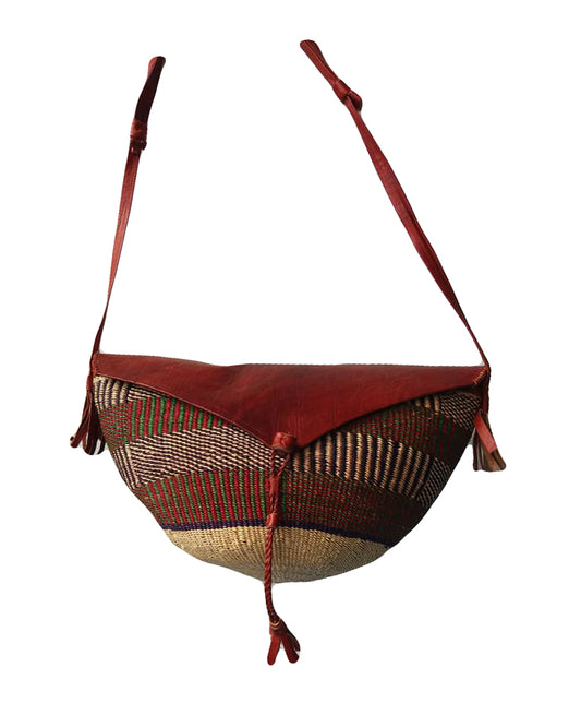 African Tribal art Handicraft Lightweight Handbag Maroon Brown Multicolor Shoulder Bag