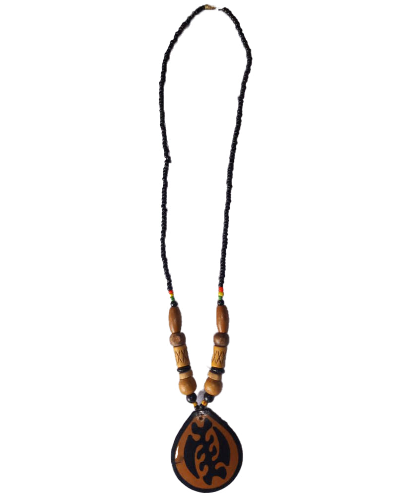 African Tribal art Wooden Handmade Brownish Redwood And Black Jewelry Unique Beads Pendant Locket Necklace set for women