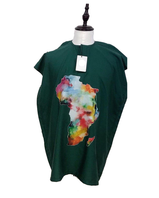 African Art Wear men Short Sleeve Top Black Multicolor Africa Map Graphic Print Long male T-shirt
