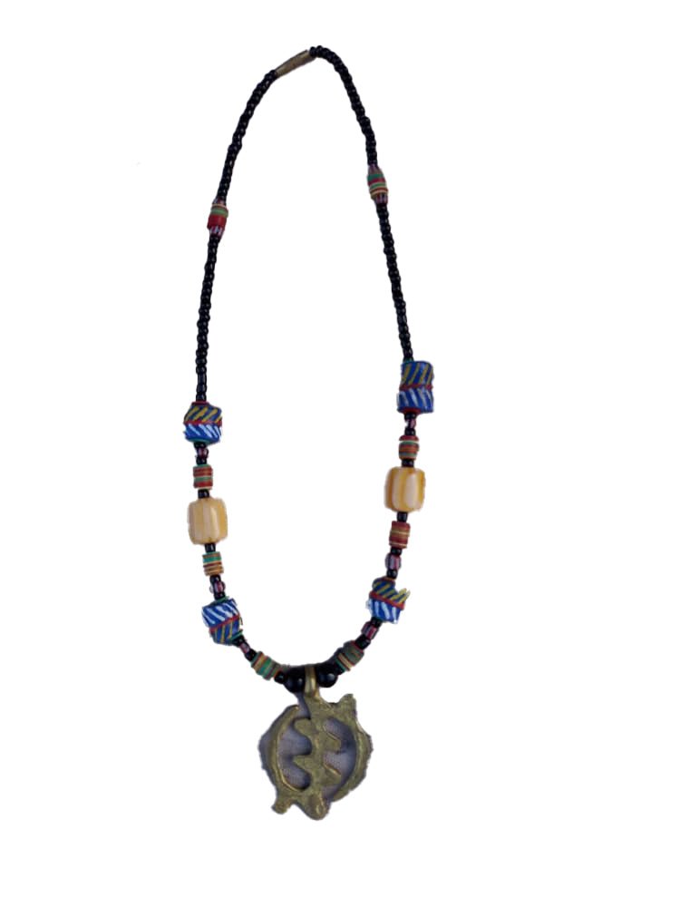 African Tribal art Handmade Wooden Yellow & Bronze Jewelry Unique Metallic Pendant Locket Necklace set for women