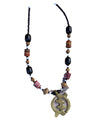 African Tribal art Handmade Wooden Black & Golden Jewelry Metallic Pendant Locket Necklace set for women