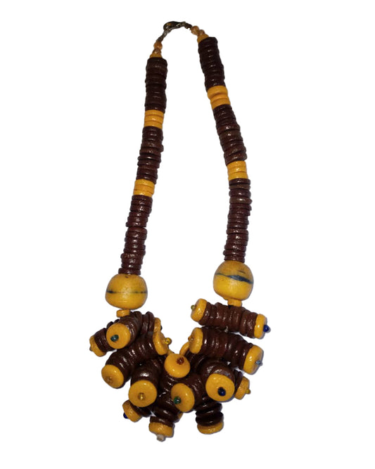 African Tribal art Handmade Wooden  Coffee Bean and Lemon Ginger Jewelry Locket Necklace set for women