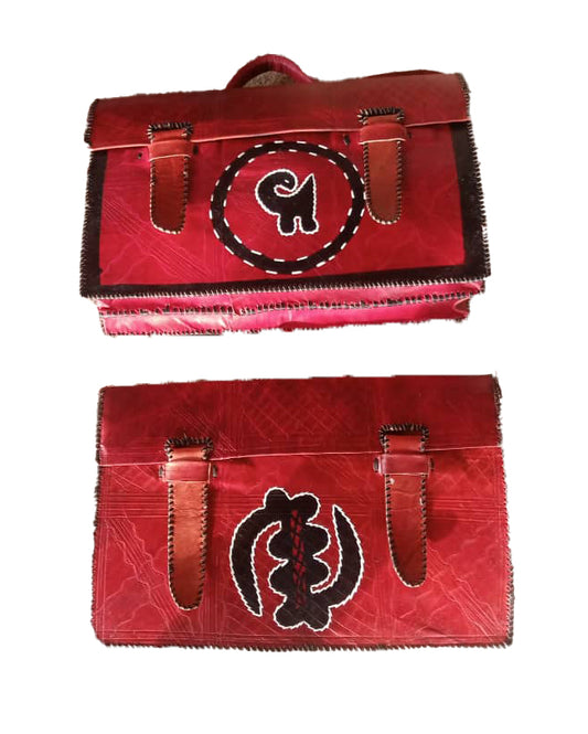 African Tribal art handicraft Lightweight Handbag Persian Red & Black Front Belt Style Shoulder Bag