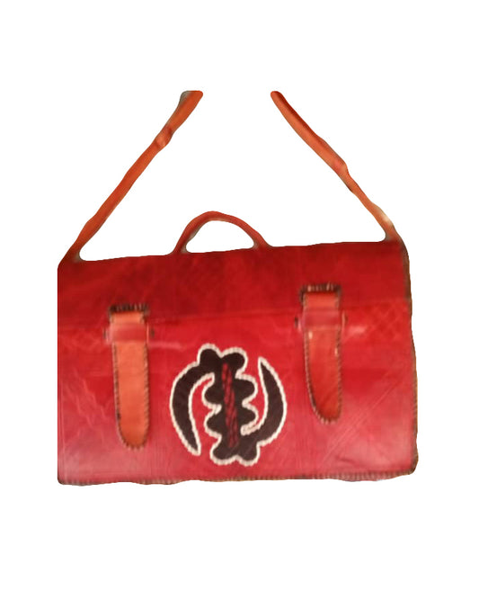 African Tribal art handicraft Lightweight Handbag Persian Red Front Belt Style Shoulder Bag