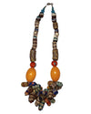 African Tribal art Handmade Wooden Chocolaty Brown and Orange Jewelry Locket Necklace set for women