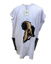 African Men's Art Wear Short Sleeve Top White White & Black Lady Print Stylish Long tshirt