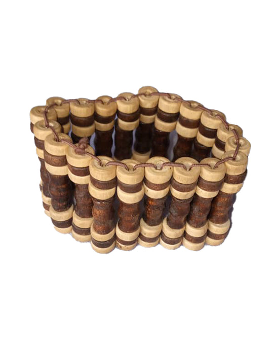 African Handicraft Wooden Beaded Tribal Art Ironstone And Desert Sand Printed Stone Bracelet