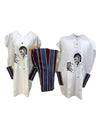 African Men's Art Wear Two Piece Set Short Sleeve Top White And Black Couple Print Stylish Long shirt And Trouser