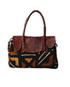 African Tribal art handicraft Handbag Lightweight Leather Congo Brown Shoulder Bag