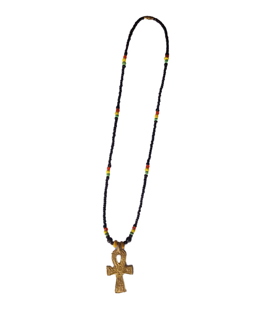 African Tribal art Handicraft Black chain Golden Christian Pendant Locket Necklace set for women