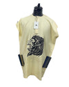 African Men's Art Wear Short Sleeve Top Soft Amber Black Ancient Lion Face Print Loose Fashion Stylish Long T-shirt
