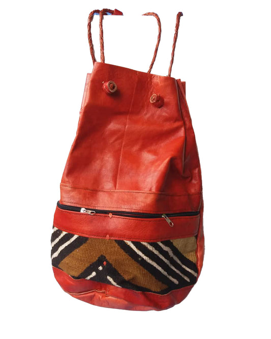 African Tribal art handicraft Handbag Lightweight Black Stripe Red Shoulder Bag