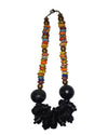 African Tribal art Handicraft Multicolor chain Black Pendant Locket Necklace set for women