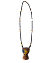African Tribal art Handmade beaded Redwood Drum Locket jewelry Necklace set